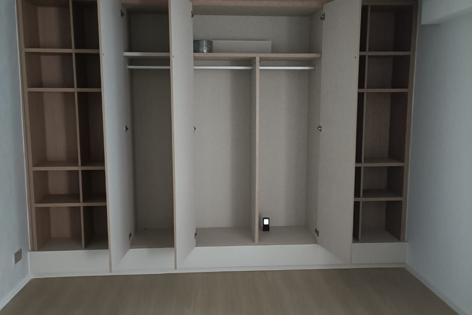 Picture of an open wardrobe airing to offgas formaldehyde